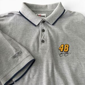 Chase Authentics Jimmie Johnson NASCAR Polo Men XL Gray Racing #48 Cotton VTG